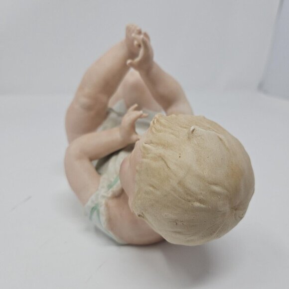 Antique Heubach Bisque Porcelain Piano Baby Boy on Back Doll Germany 3162 9" - Picture 3 of 10